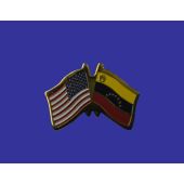 Venezuela w/Seal Lapel Pin (Double Waving Flag w/USA)