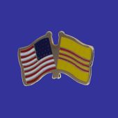 South Vietnam Lapel Pin (Double Waving Flag w/USA)