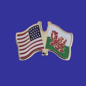 Wales Lapel Pin (Double Waving Flag w/USA)