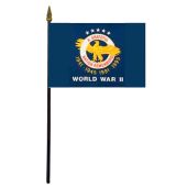 WW II Commemorative Stick Flag - 4x6"