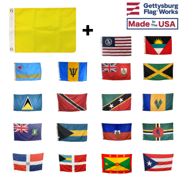 Caribbean & Quarantine Courtesy Flag Combo Set