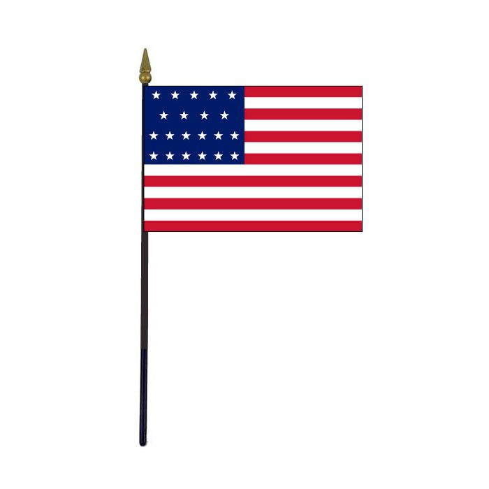 American, 21 Stars Stick Flag - 4x6"