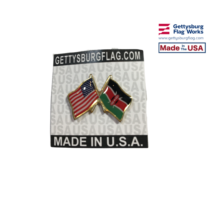 Kenya Lapel Pin (Double Waving with US Flag)