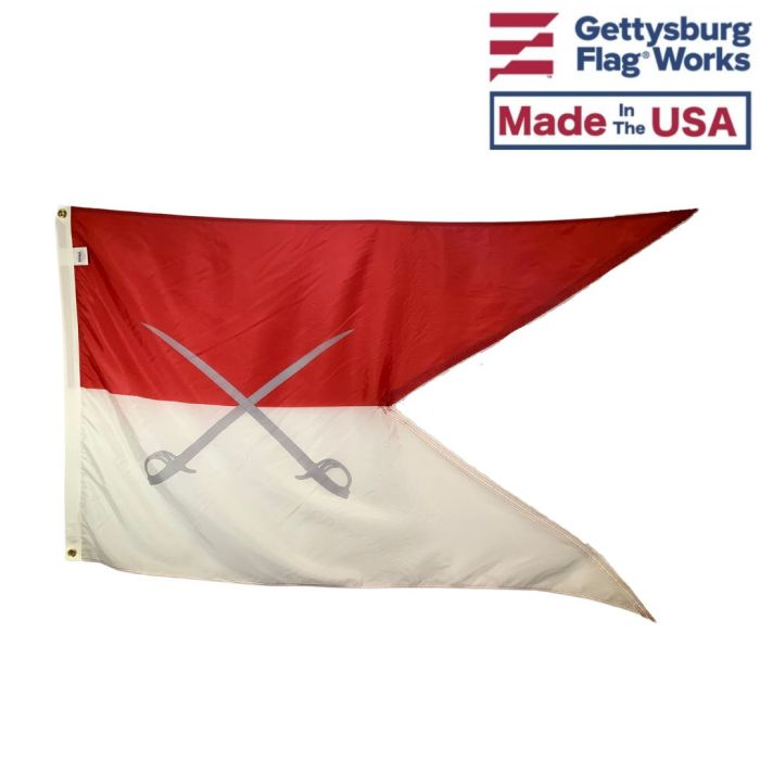 Cavalry Guidon Flag (Red/White Crossed Swords) - 3x5'