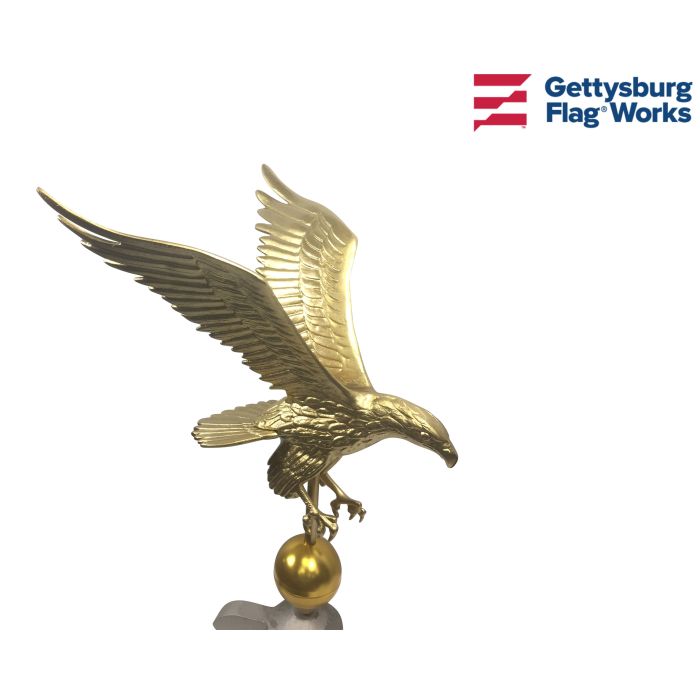 Flying Eagle on Ball Ornament Topper, Gold
