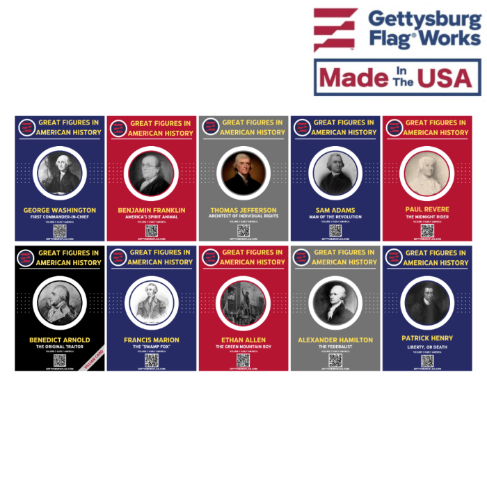 Great Figures in American History Trading Cards by Gettysburg Flag Works