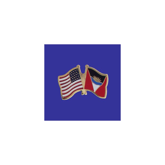 Antigua & Barbuda Lapel Pin (Double Waving Flag w/USA)