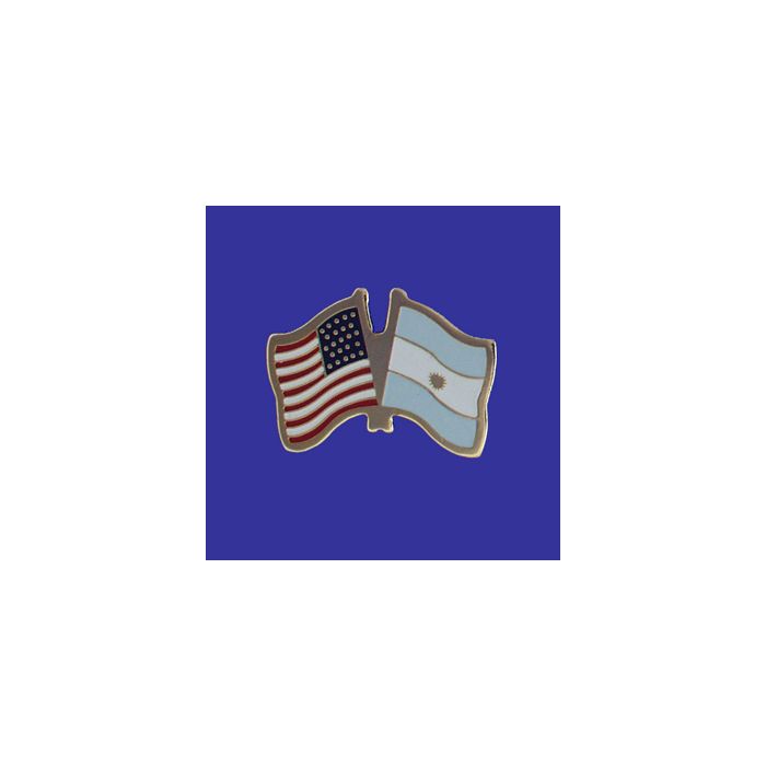 Argentina (seal design) Lapel Pin (Double Waving Flag w/USA)