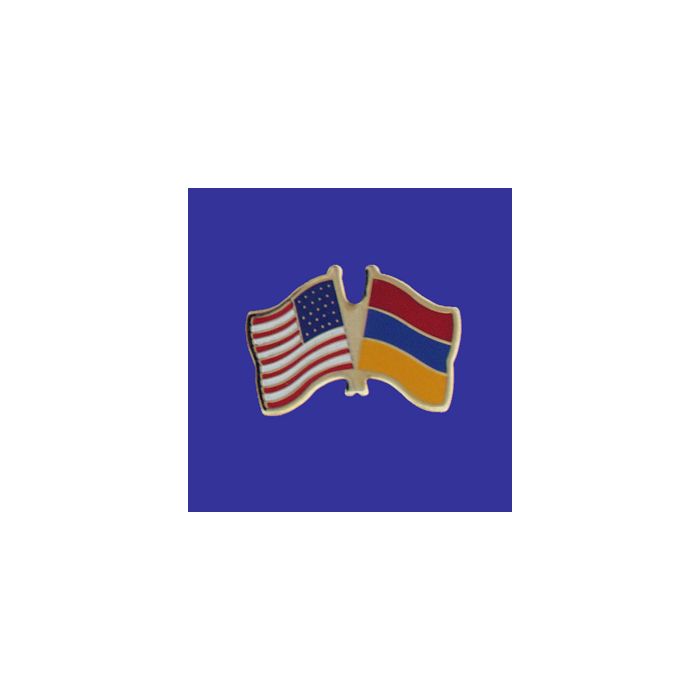 Armenia Lapel Pin (Double Waving Flag w/USA)