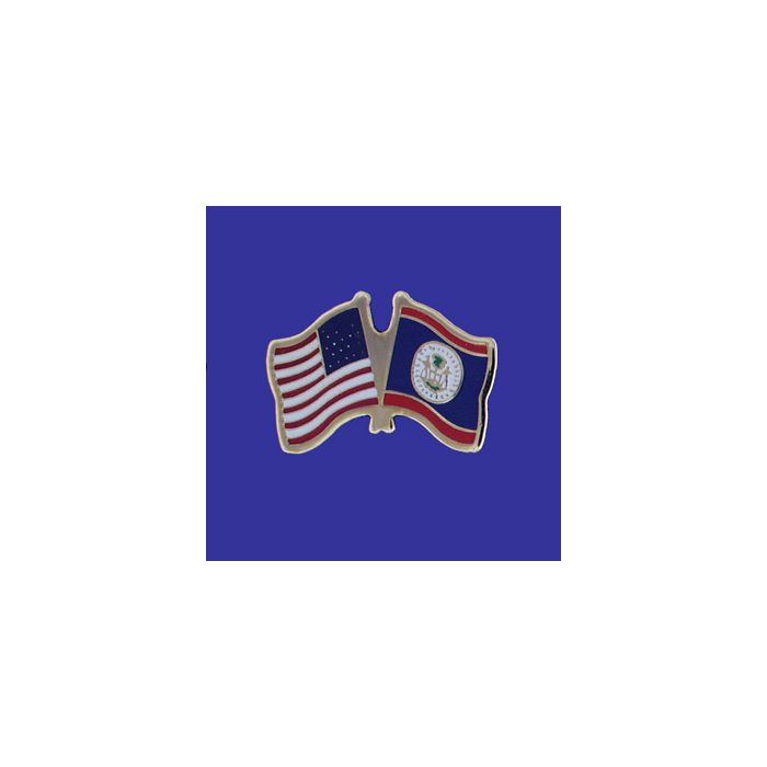 Belize Lapel Pin (Double Waving Flag w/USA)