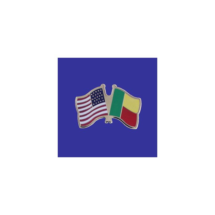Benin Lapel Pin (Double Waving Flag w/USA)