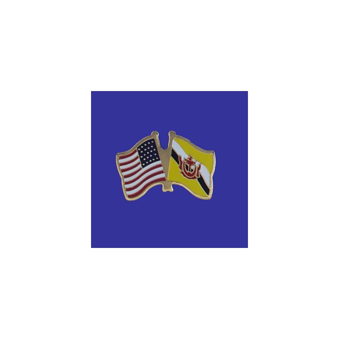 Brunei Lapel Pin (Double Waving Flag w/USA)