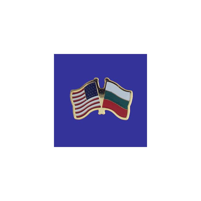 Bulgaria Lapel Pin (Double Waving Flag w/USA)