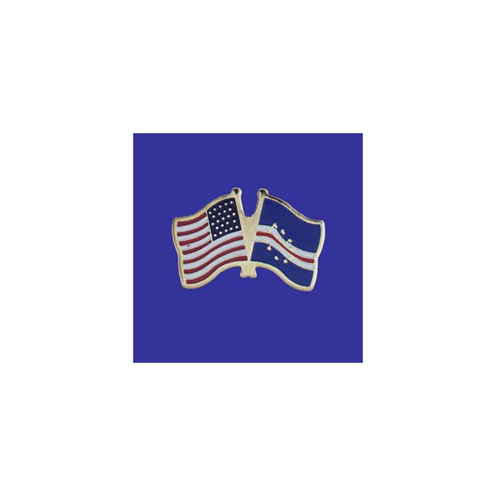 Cape Verde Lapel Pin (Double Waving Flag w/USA)