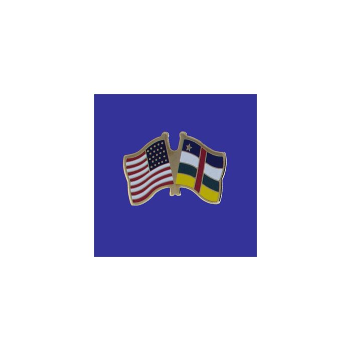 Central African Republic Lapel Pin (Double Waving Flag w/USA)