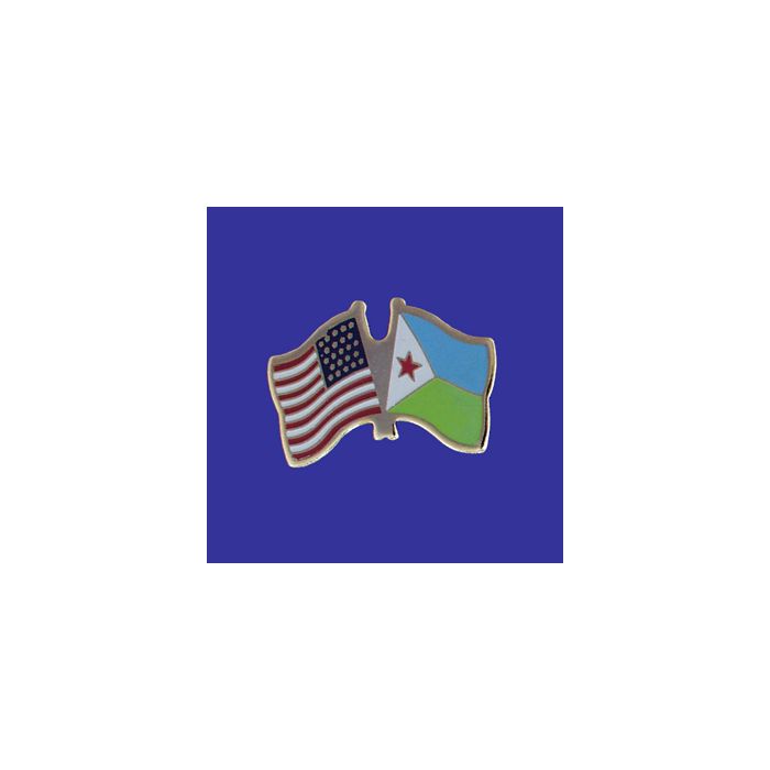 Djibouti Lapel Pin (Double Waving Flag w/USA)