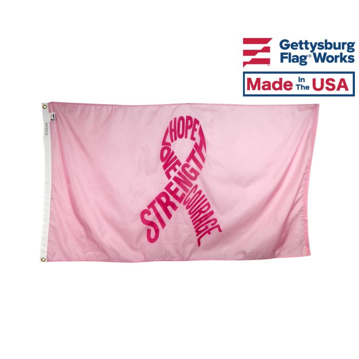 Breast Cancer Awareness Flag – 3x5 Foot Pink Ribbon Banner Pennant, 100% Polyester By Trade Winds