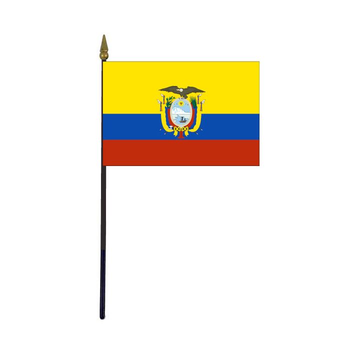 Ecuador Stick Flag (with seal) - 4x6"