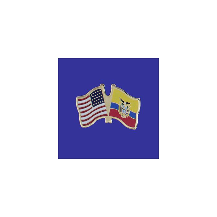 Ecuador (seal design) Lapel Pin (Double Waving Flag w/USA)