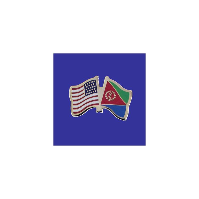 Eritrea Lapel Pin (Double Waving Flag w/USA)