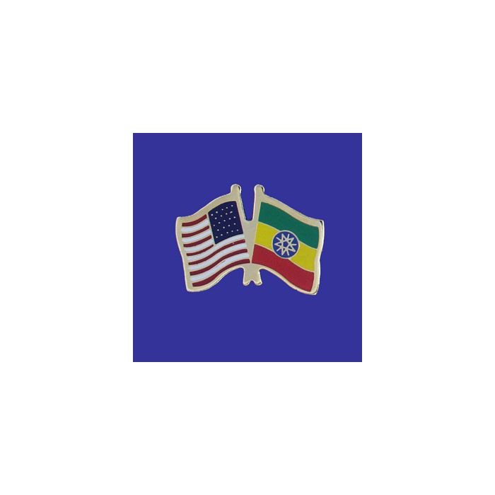 Ethiopia Lapel Pin (Double Waving Flag w/USA)