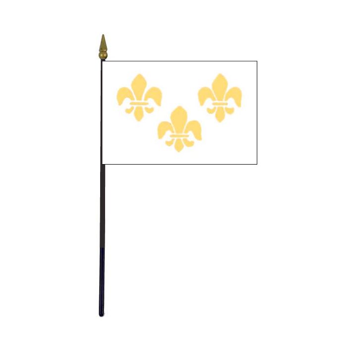 Fleur-de-lis Stick Flag (White 3) - 4x6"