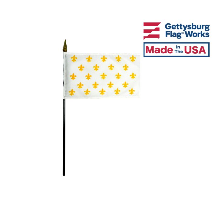 Fleur-de-lis Stick Flag (White 23) - 4x6"