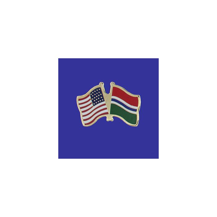 Gambia Lapel Pin (Double Waving Flag w/USA)