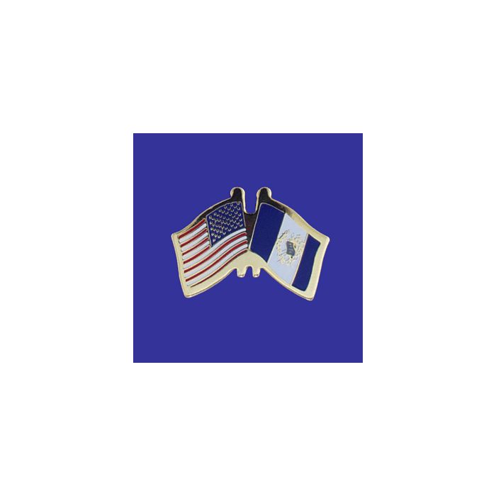 Guatemala (seal design) Lapel Pin (Double Waving Flag w/USA)