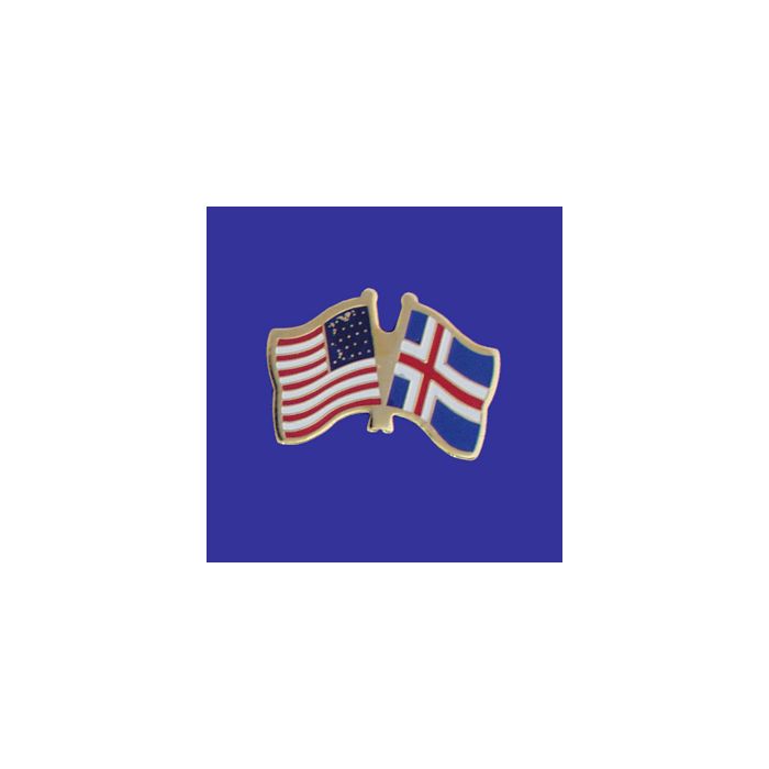 Iceland Lapel Pin (Double Waving Flag w/USA)