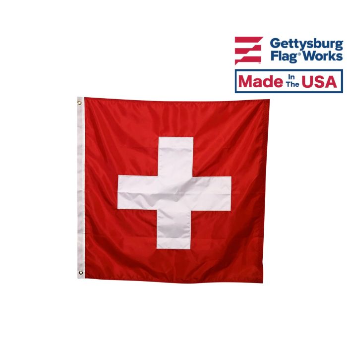 Sewn Switzerland Flag - 3x3' - Header & Grommets