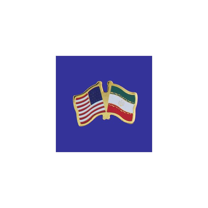 Iran Lapel Pin (Double Waving Flag w/USA)