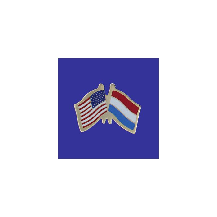 Luxembourg Lapel Pin (Double Waving Flag w/USA)
