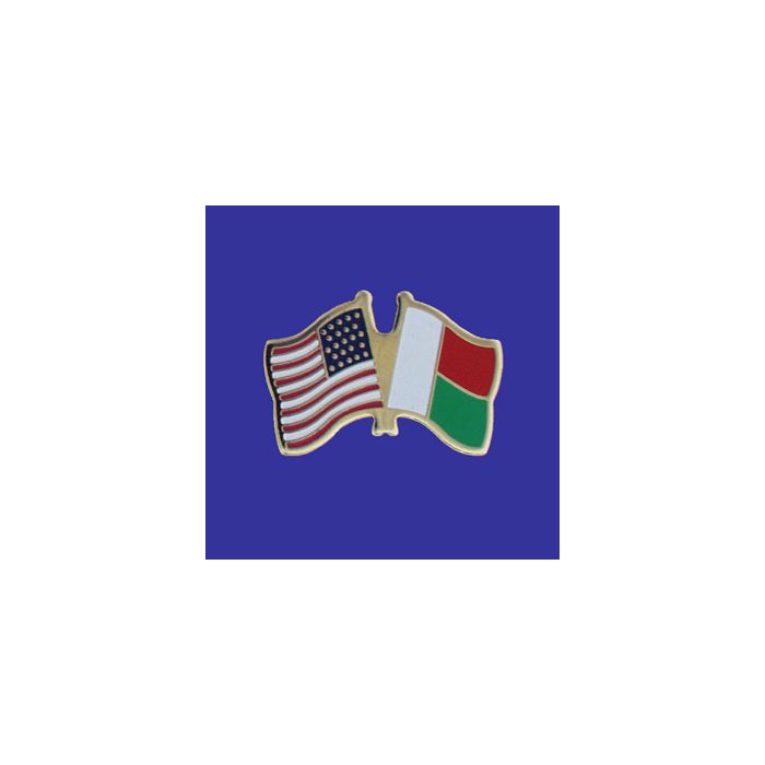 Madagascar Lapel Pin (Double Waving Flag w/USA)