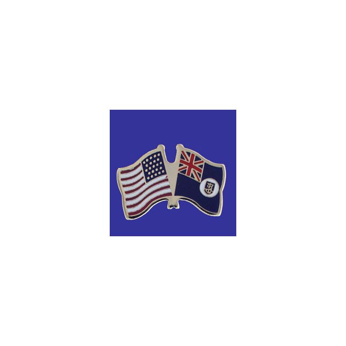 Montserrat Lapel Pin (Double Waving Flag w/USA)