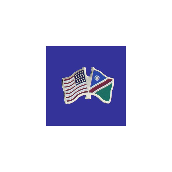 Namibia Lapel Pin (Double Waving Flag w/USA)
