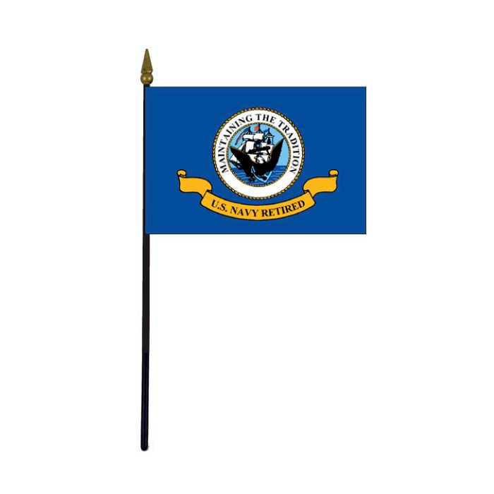 Navy Retired Stick Flag - 4x6"