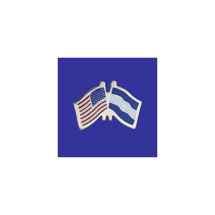 Nicaragua Lapel Pin (Double Waving Flag w/USA)