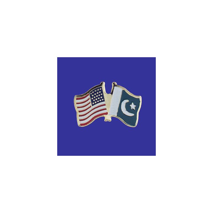 Pakistan Lapel Pin (Double Waving Flag w/USA)