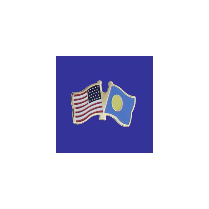 Palau Lapel Pin (Double Waving Flag w/USA)