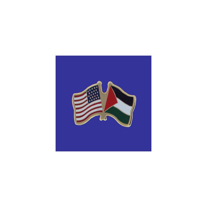 Palestine Lapel Pin (Double Waving Flag w/USA)