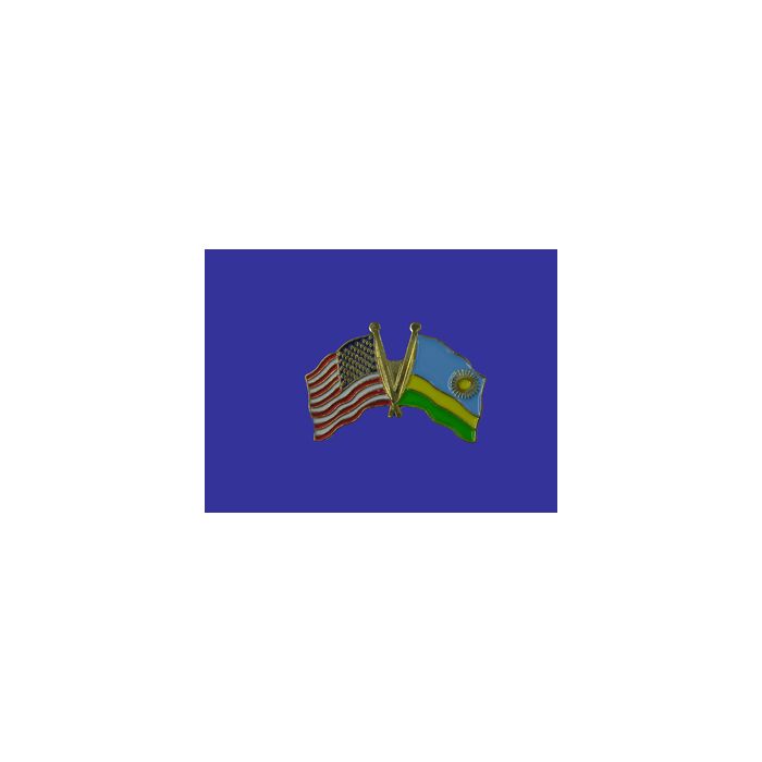 Rwanda Lapel Pin (Double Waving Flag w/USA)