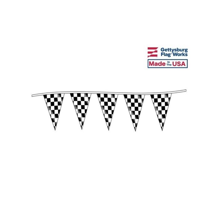 Black & White Checkered Triangle Pennant Strings