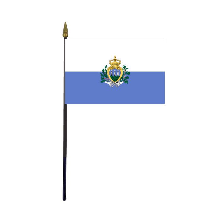 San Marino Stick Flag (with seal) - 4x6"