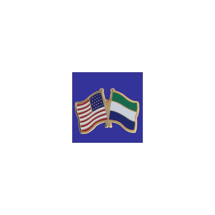 Sierra Leone Lapel Pin (Double Waving Flag w/USA)
