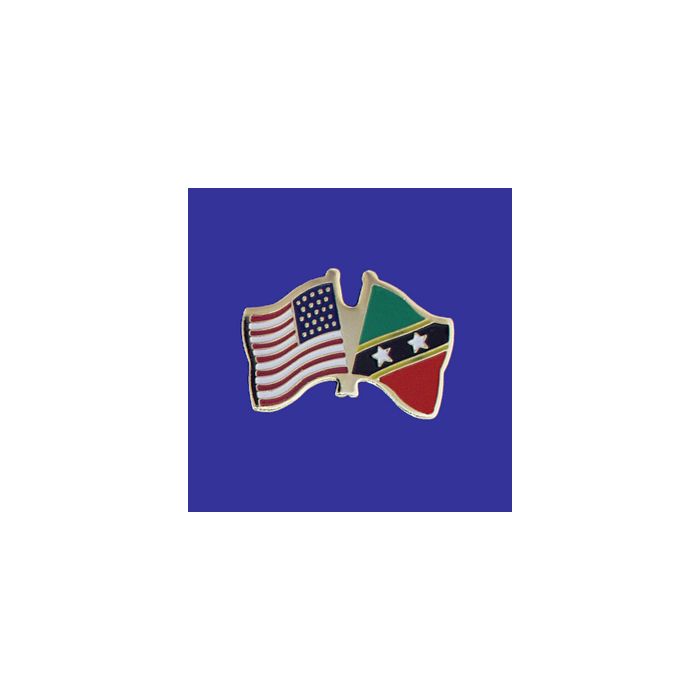 St Chris-Nevis Lapel Pin (Double Waving Flag w/USA)