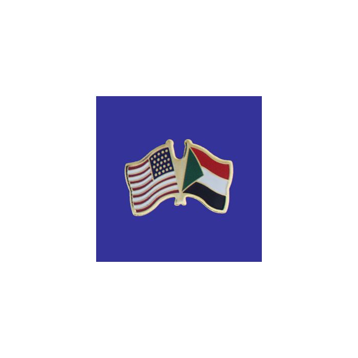 Sudan Lapel Pin (Double Waving Flag w/USA)