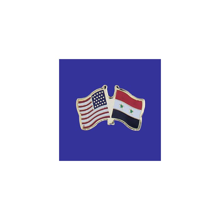 Syria Lapel Pin (Double Waving Flag w/USA)