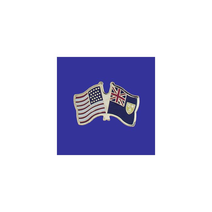 Turks & Caicos Lapel Pin (Double Waving Flag w/USA)
