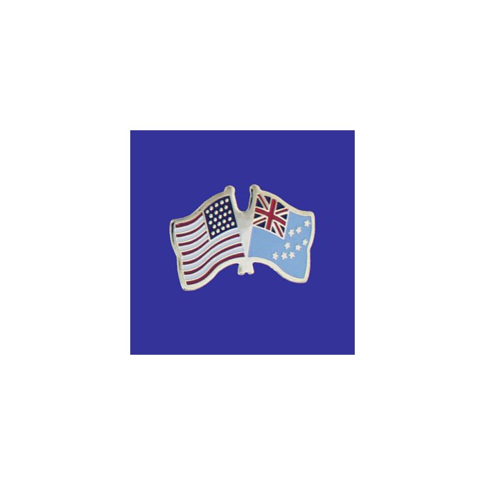 Tuvalu Lapel Pin (Double Waving Flag w/USA)